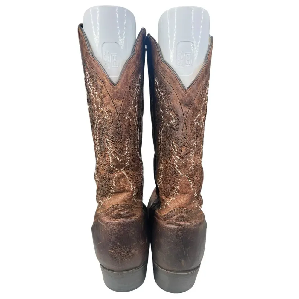 J,B. Dillon Men’s Brown Leather Western Cowboy Boots Size US 12 EE